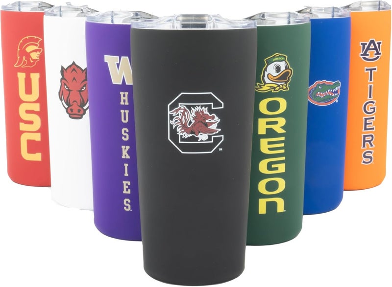 Decorvo Officially Licensed Collegiate Stainless Steel Tumbler - Double Walled Insulated Travel Tumbler with Slide Lid - 18 oz (S. Carolina Logo - Black) - Image 1